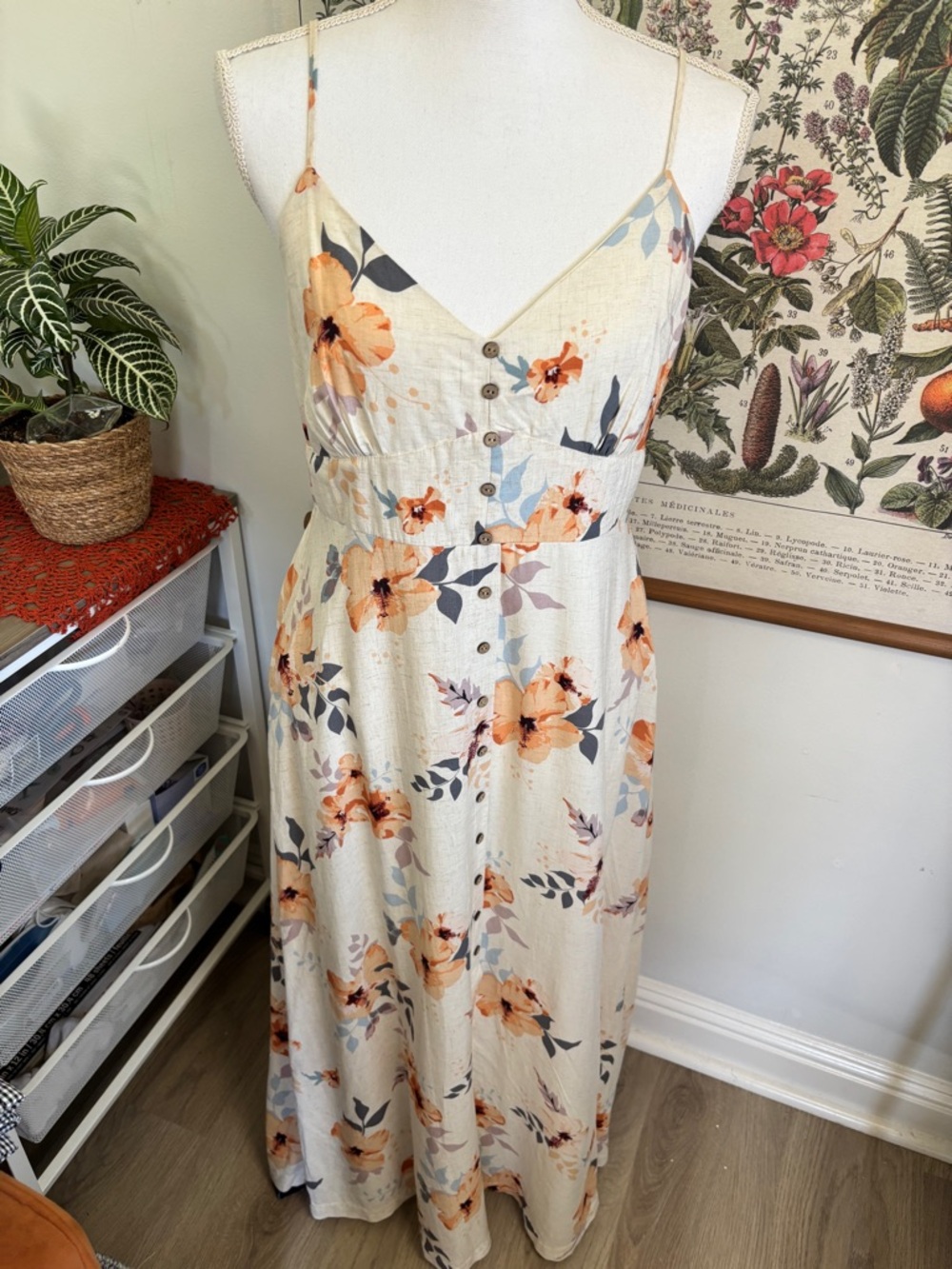 BE COOL Cream Maxi Dress with Peach Floral Print